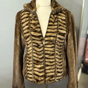 Elegant Brown Faux Fur Teddy Jacket